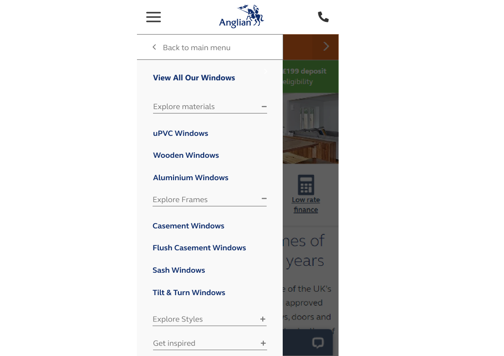 Anglian — Mobile navigation redesign