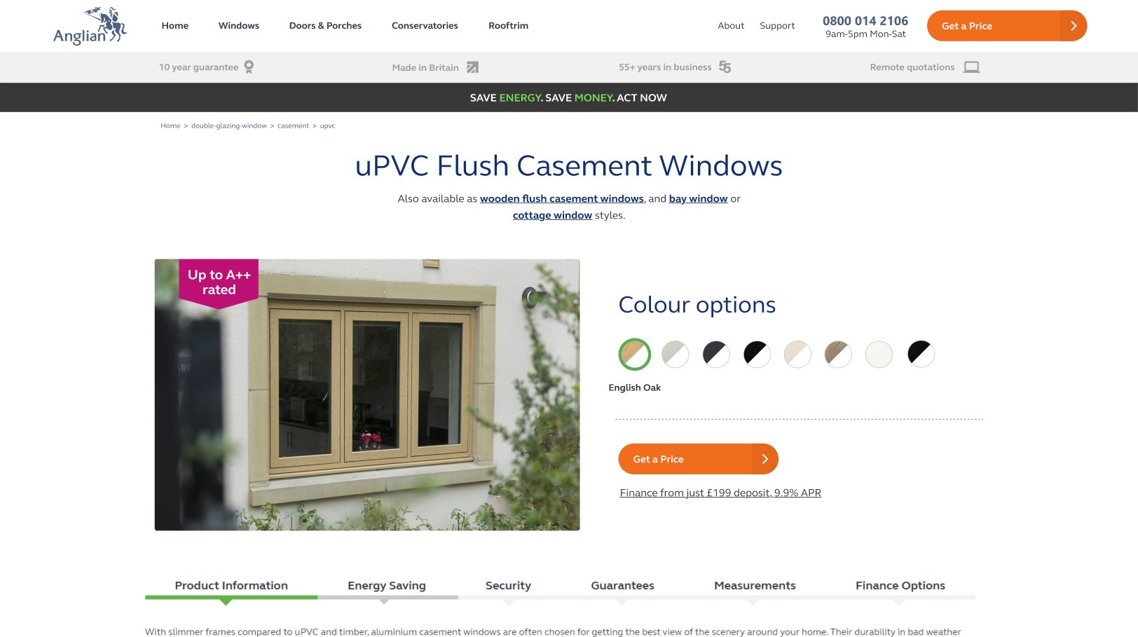 Anglian Windows — uPVC Flush Casement Windows product page final design