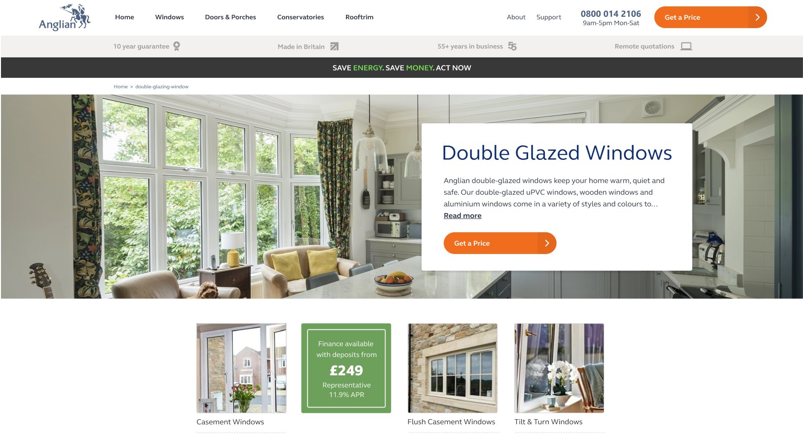 Anglian Windows — Double Glazed Windows landing page final design